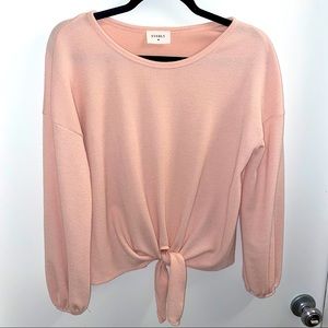 Everly Blush Pink Tie Long Sleeve Top